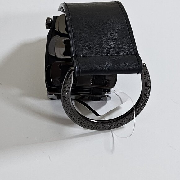 Bruges Belt Womens M/L Black Metal Faux Leather Buckle Stretch Steampunk Hippie - Picture 15 of 15